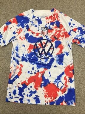 Nike USA Soccer Pre Match Jersey M Tie Dye Red White Blue VW Crest DM9553